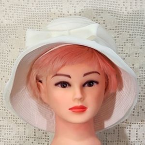 EUC Floral Vintage White Hat Hollywood Denver